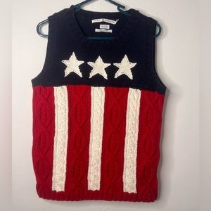 Tommy Hilfiger Vintage Knit Sleeveless Flag Sweater Sz XL